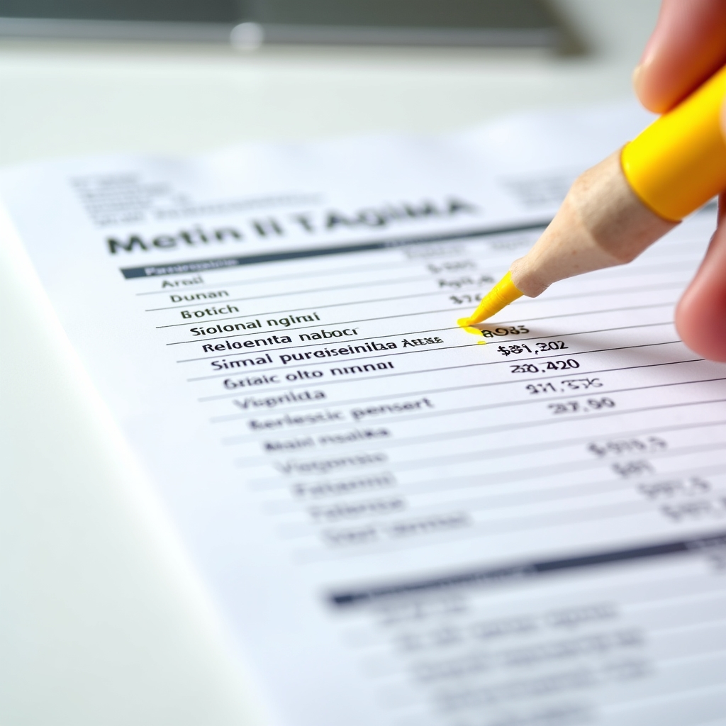 Primo piano di una busta paga italiana con voci evidenziate