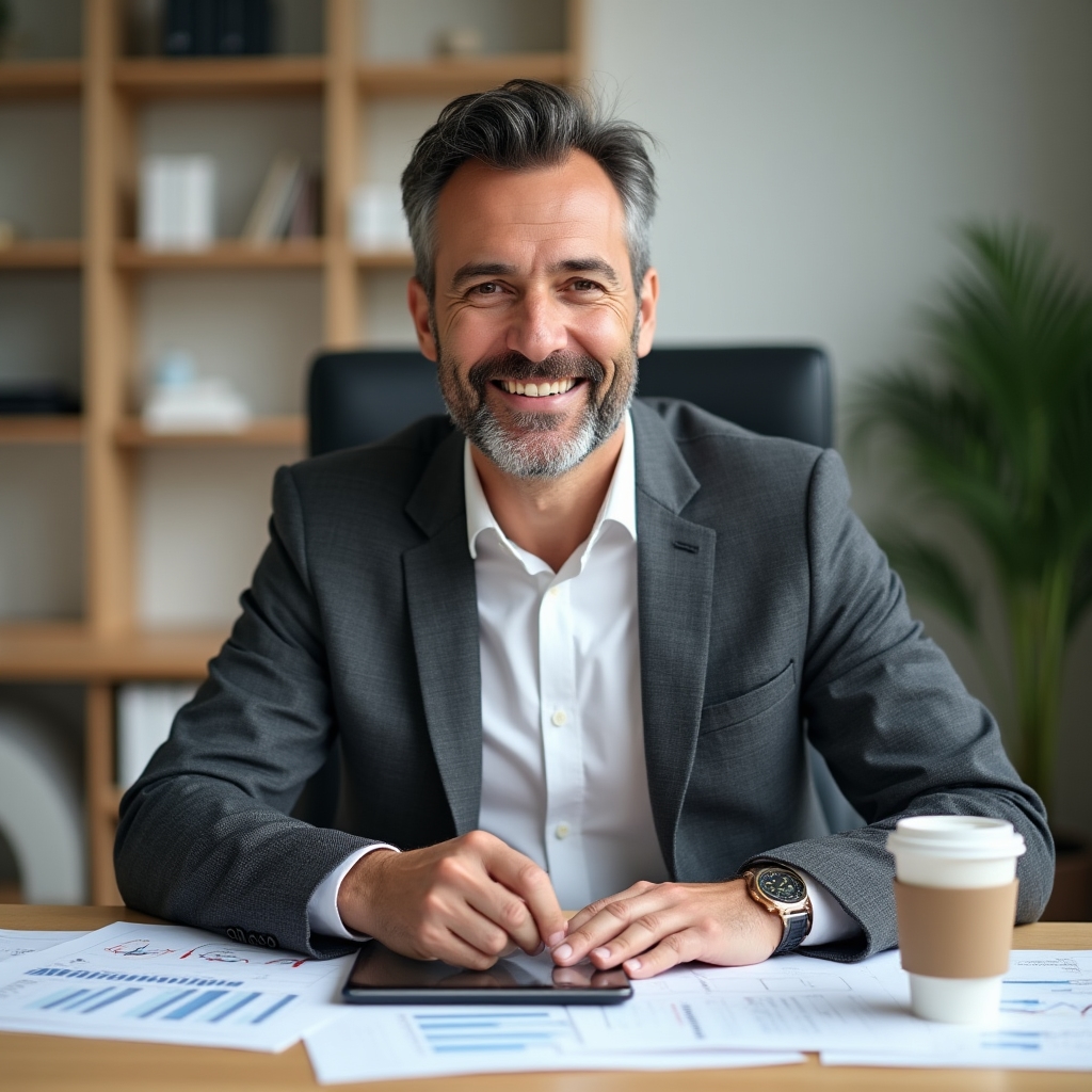 Docente di finanza personale con materiali formativi su tavolo luminoso